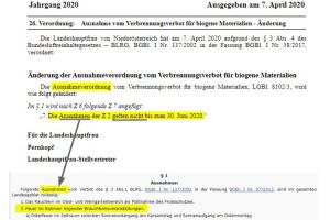 Brauchtumsfeuer 2020 verboten&nbsp; 